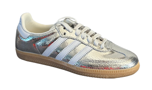 Adidas Samba OG Silver Metallic Cracked Leather (W)